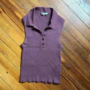 Madewell Owen Polo Sweater Tank in Pressed Grape size Medium